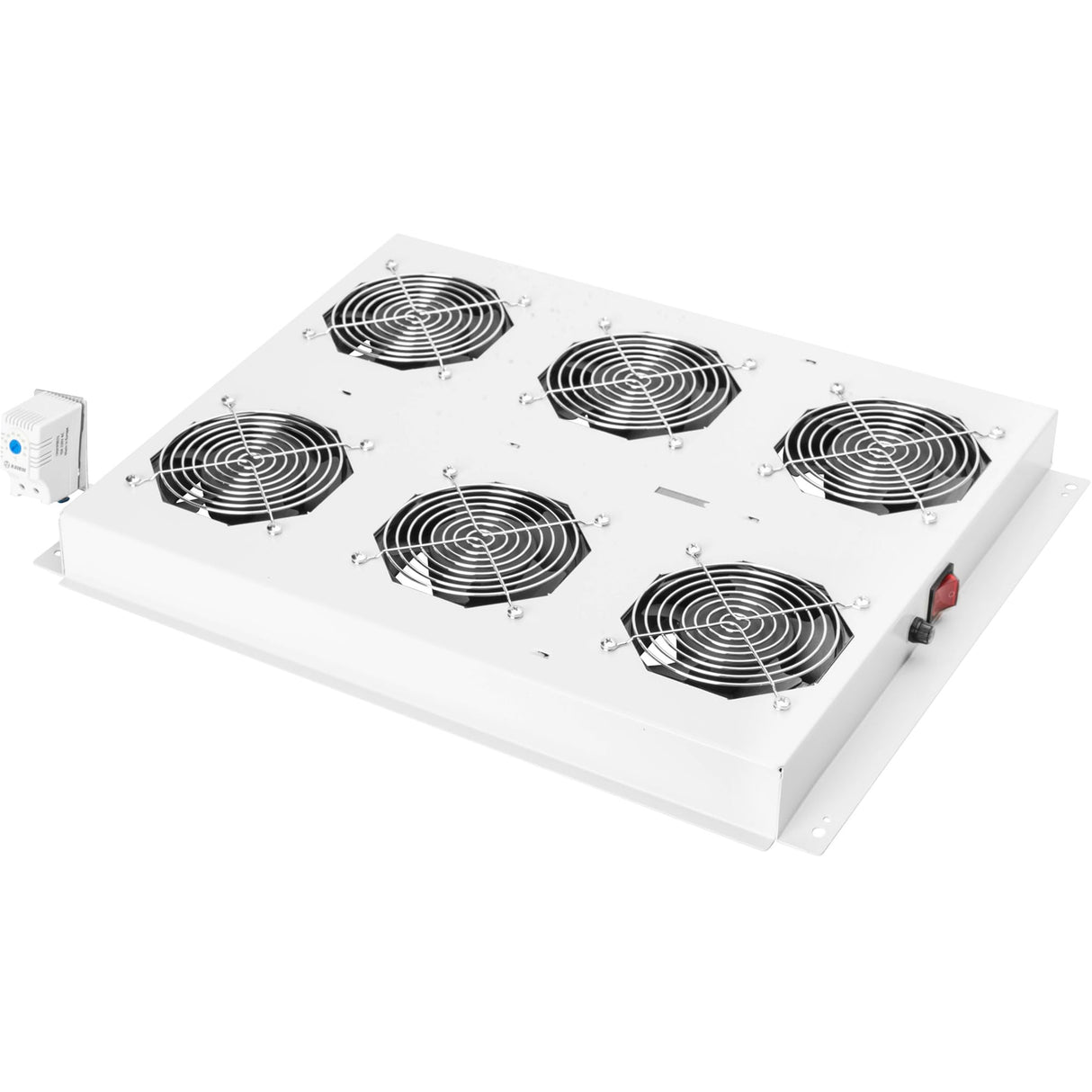 DIGITUS Unidad de ventilador de techo para armario de servidores de la serie Unique, 6x ventilador, termostato, gris (RAL 7035)