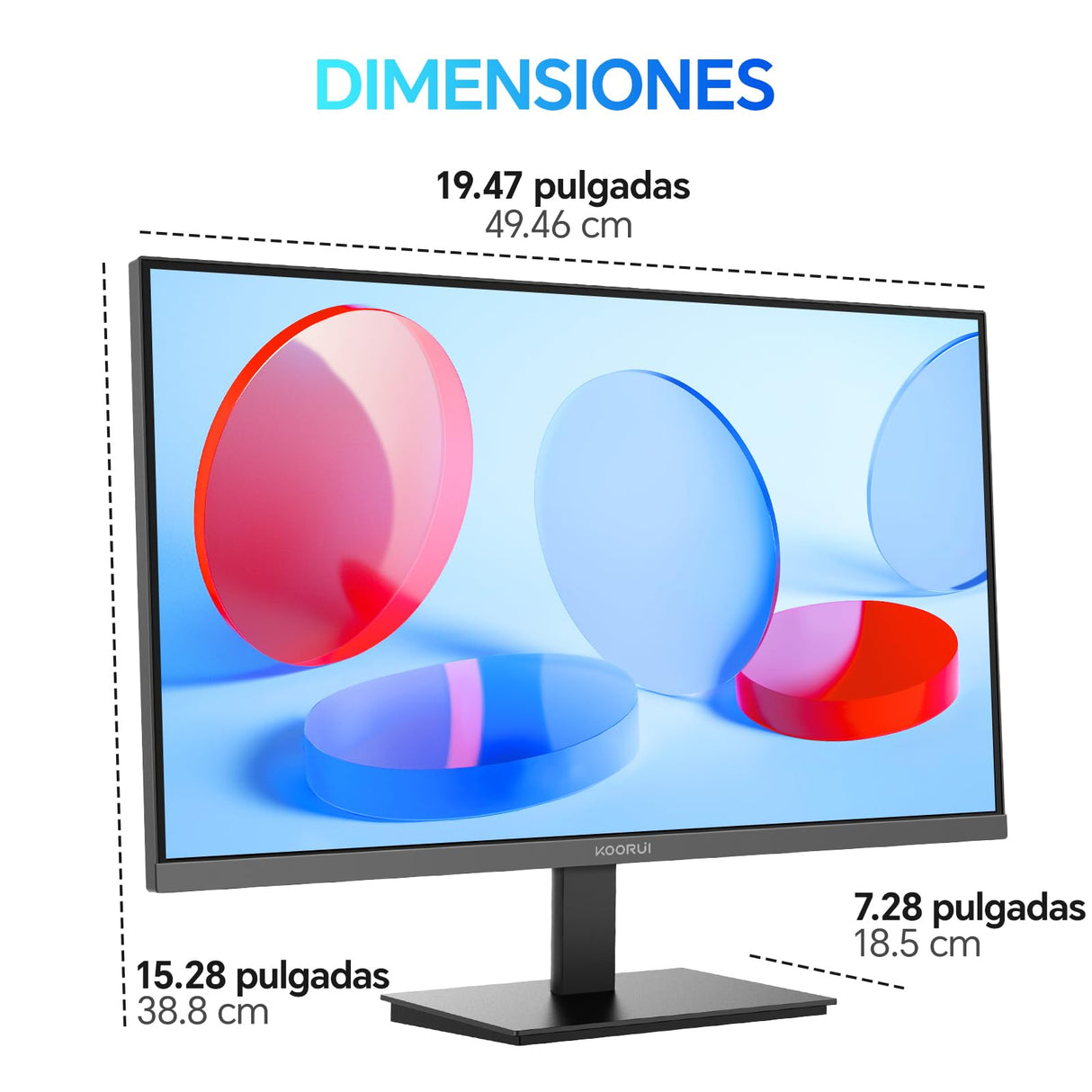 KOORUI E2212F Monitor 22 Pulgadas, Full HD VA 100Hz, 1920x1080, 3000:1, 5ms, 99% SRGB, 72% NTSC, HDMI 1.4, VGA, Eye Care, Adaptive Sync, VESA, Inclinable, Pantalla Ultra Fina y Ligera