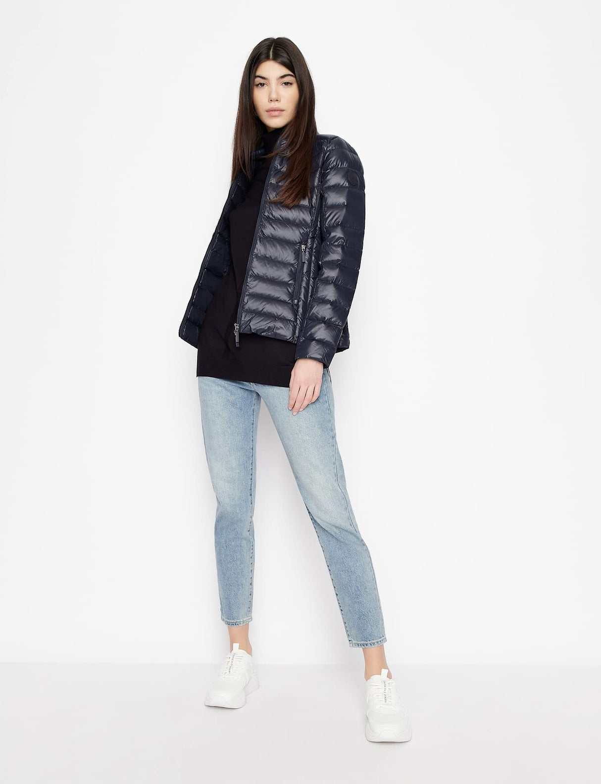 Armani Exchange Real Down Everyday Chaqueta, Mujer, Azul (Navy 1510), Small