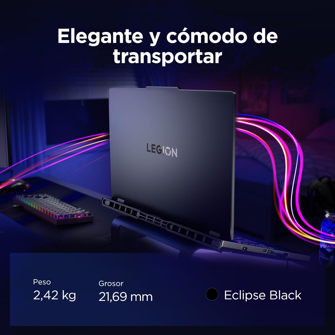 Lenovo Legion Pro 5 Gen10–Portátil Gaming IA 16'' OLED 240Hz (Intel Core Ultra 9 275HX, NVIDIA GeForce RTX 5070 Ti, 32GB RAM, 1TB SSD, WiFi6, Sin Sistema Operativo) QWERTY RGB 24 Zonas Español – Negro