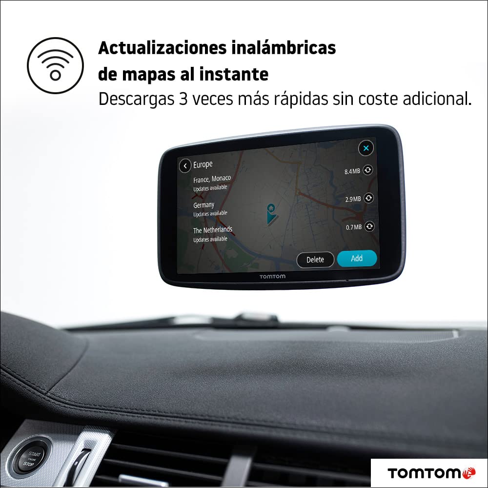 TomTom GPS para Coche GO Discover, 5 Pulgadas, con tráfico y radares, mapas del Mundo, actualizaciones rápidas Via WiFi, disponibilidad de Parking, Precios de Combustible, Soporte Click-Drive