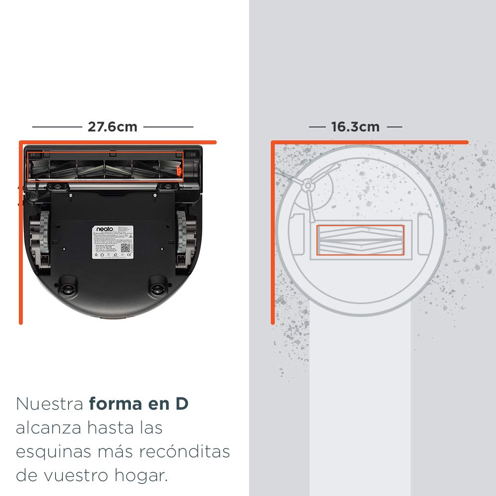 Neato Robotics 945-0296/D701 Robot Aspirador, 61 W, 0.7 litros, 69 Decibelios, Plastique, Gris Y Negro