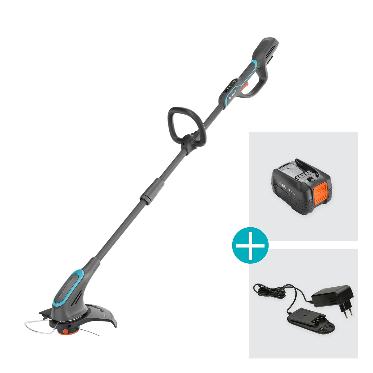 GARDENA PowerTrim 30 18V Set 4.0 Ah Potente Recortadora de Césped con Batería 18V P4A