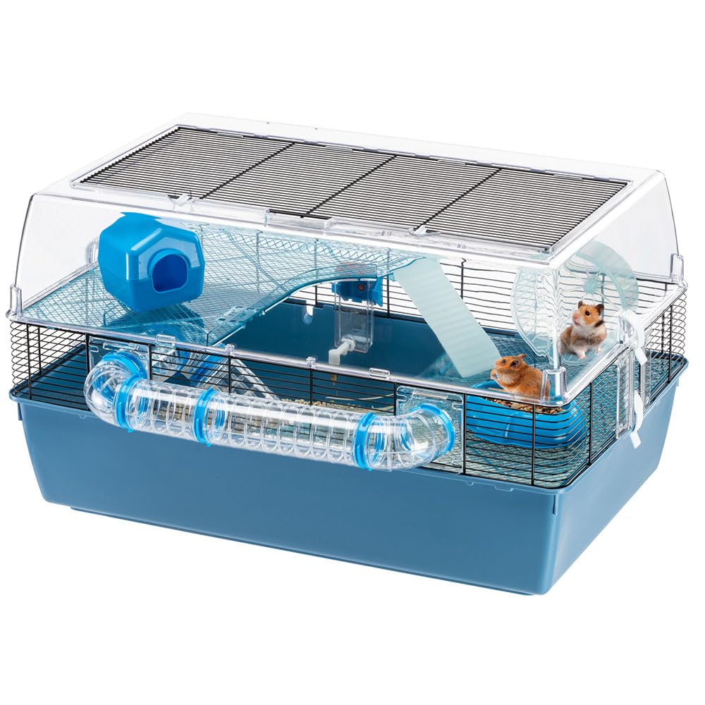 Ferplast Jaula para Hámster DUNA FUN, Jaula para Pequeños Animales, Accesorios Robustos Incluidos, 71,5 x 46 x 41 cm,