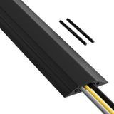 D-Line FC83B/9M, Canaleta de suelo para cables, Pasacables para suelo, Oculta cables y previene accidentes - Cavidad para cables = 30mm (anch.) x 10mm (alt.) - 9-metro longitud - Negro
