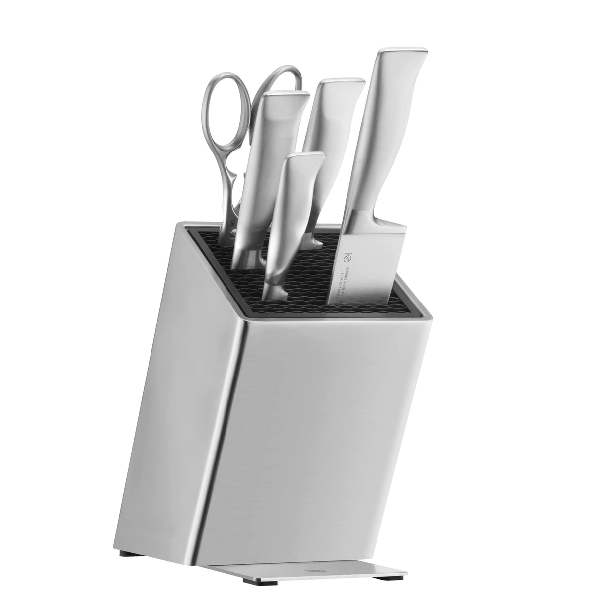 WMF Grand Gourmet - Juego 6 Piezas, 4 Cuchillos con Hoja Insertada de Acero Templado Completamente Forjado y Tijeras Multiusos con Soporte FlexTec de Acero Inoxidable