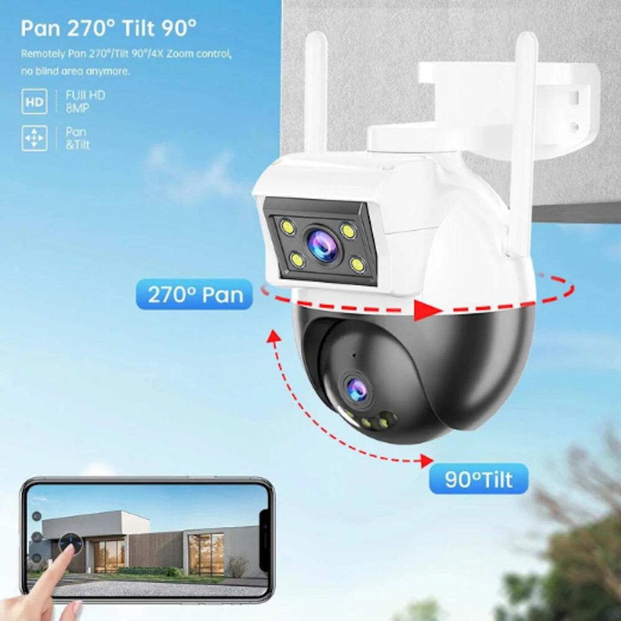 LIFEBOX AXON Cámara al Aire Libre WiFi detección de Movimiento, Blanco