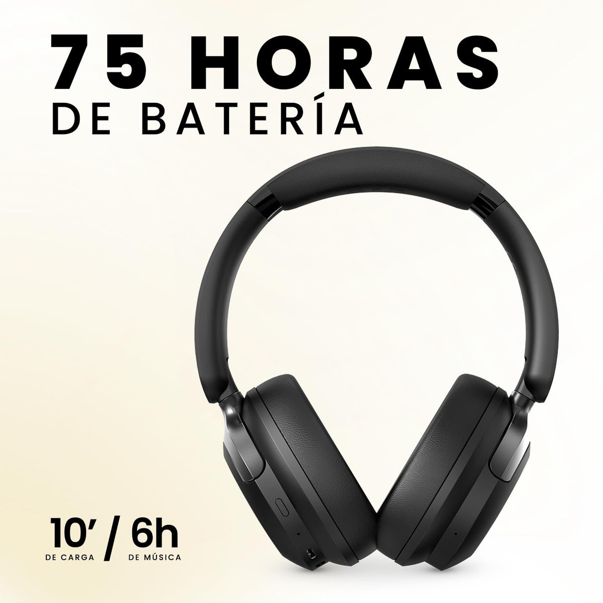 SPC Heron 2 Pro - Auriculares inalámbricos Bluetooth | Eco | 75h batería | Cancelación de Ruido (ANC) | Doble conexión simultánea | Modo Gaming | Ajustables y Plegables, Negro, plástico Reciclado