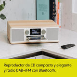 Pure Classic C-D6 Equipo de música (Reproductor de CD, Dab+/FM, Bluetooth, AUX, USB, Alarma Sleeptimer) Blanco algodón/Roble