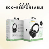 SPC Heron 2 Pro - Auriculares inalámbricos Bluetooth | Eco | 75h batería | Cancelación de Ruido (ANC) | Doble conexión simultánea | Modo Gaming | Ajustables y Plegables, Negro, plástico Reciclado