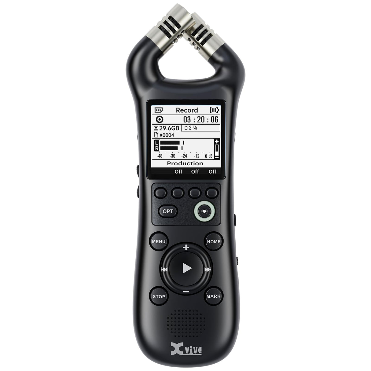 Xvive - Grabadora de mano digital XV1-R con micrófonos integrados - grabación wav mono estéreo