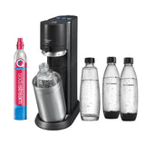 SodaStream E-Duo - Aireador de agua eléctrico con cilindro de CO2, botella de cristal y 2 botellas de plástico aptas para lavavajillas, altura: 44 cm, color: titanio