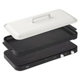 JATA JEVI1470 - Placa Induccion Portatil de 2 Fuegos + Plancha Cocina. 2800 W. Con tapa Antisalpicaduras. Hasta 230ºC. Con Temporizador de 99 minutos.