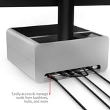 Twelve South HiRise Pro para iMac/Pantallas/Monitores | Soporte Ajustable en Altura con Almacenamiento, Frontal Reversible + Revestimiento de Cuero (Plata)