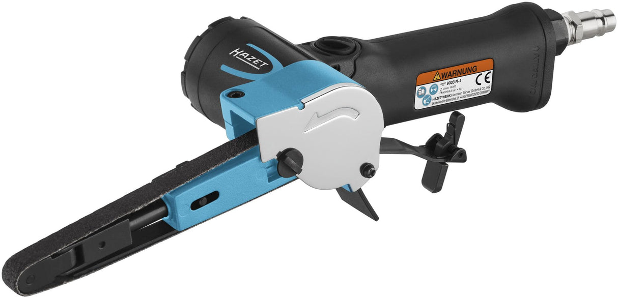 HAZET Lijadora 9033N-4, Lijadora de banda, velocidad regulable sin escalonamiento, para bandas de lijado de 10 x 330 mm, con bloqueo para cambio rápido de la banda de lijado