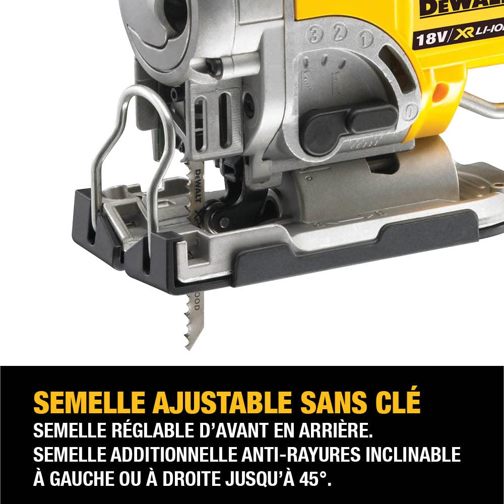 DEWALT DCS331N-XJ - Sierra de Calar XR 18V, Velocidad Variable 0-3000 cpm, Corte en Madera 135 mm, Metal 10 mm, Acción Pendular, Cambio Rápido de Hoja, Base Ajustable, Sin Batería ni Cargador