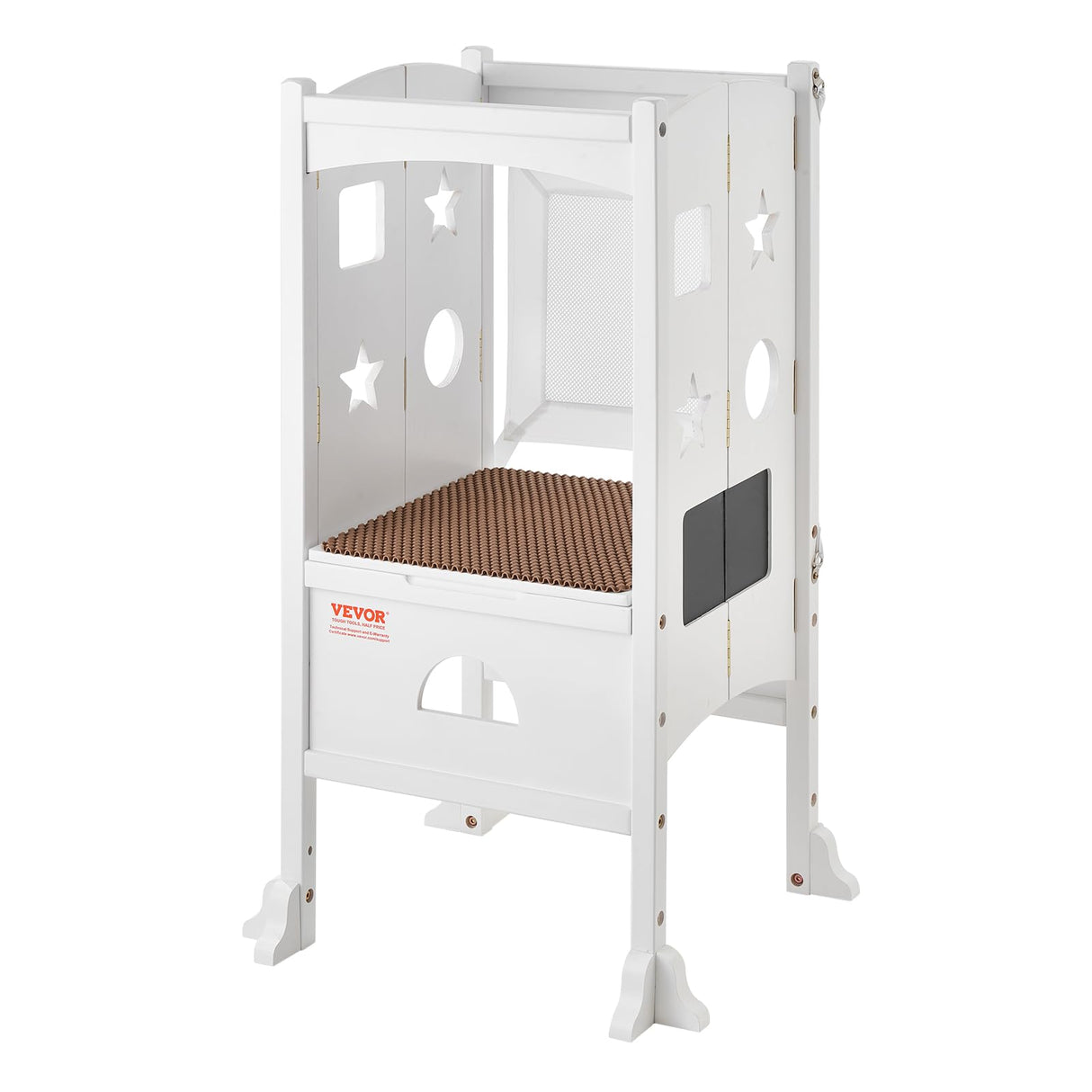 VEVOR Torre de Observación para Niños Carga de 56,75 kg Torre de Aprendizaje Montessori Plegable Madera Maciza Red de Seguridad de 3 Alturas para Niños Pequeños, Dormitorio, Baño, Mostrador, Blanco