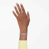 Swarovski Pulsera Tennis Millenia, Talla octogonal, Morada, Baño tono oro