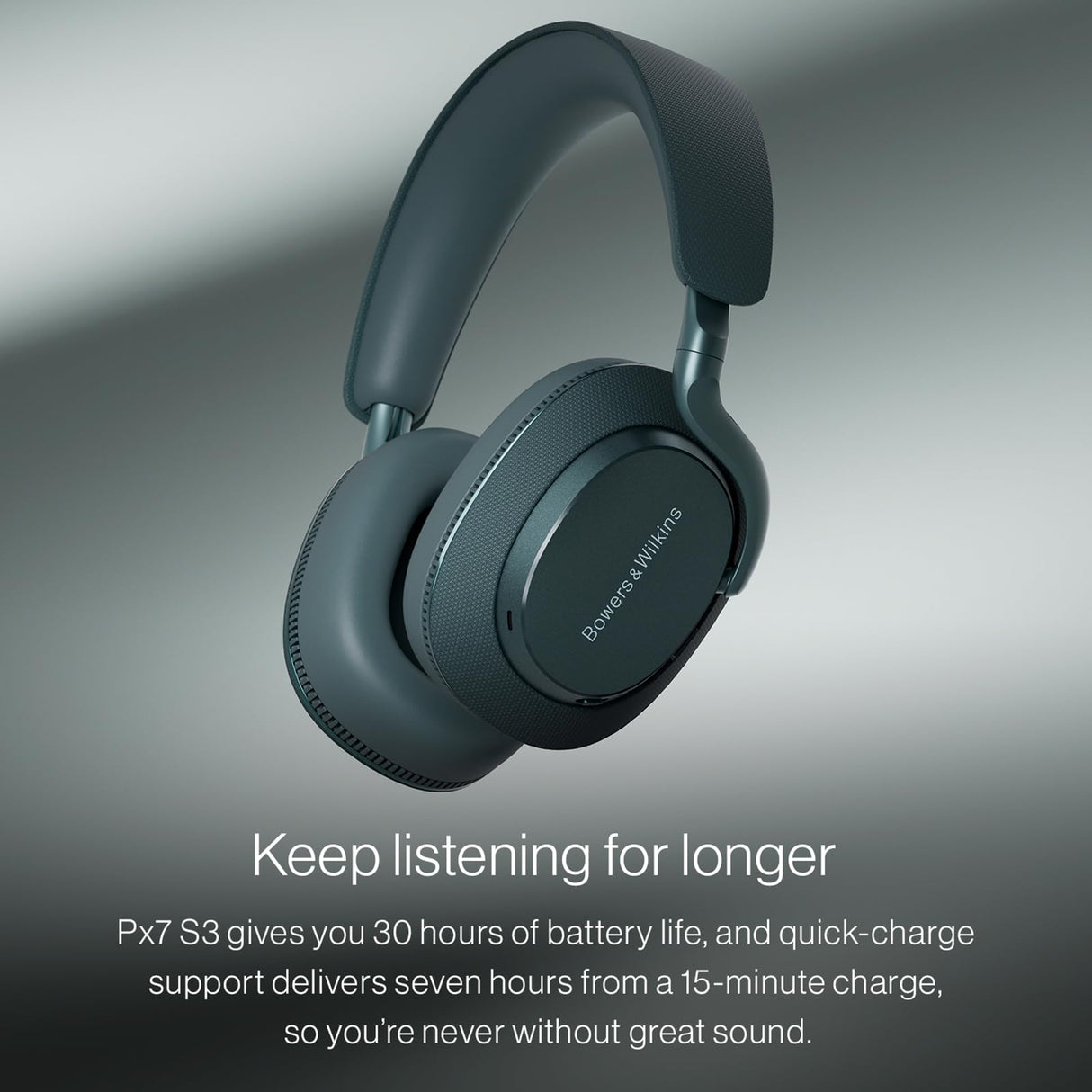 Bowers & Wilkins Px7 S3 Auriculares Over-Ear Bluetooth, Cancelación de Ruido, Sonido Hi-Res, aptX Lossless, 30h Reproducción, 8 Micrófonos, Carga Rápida - Azul Frost