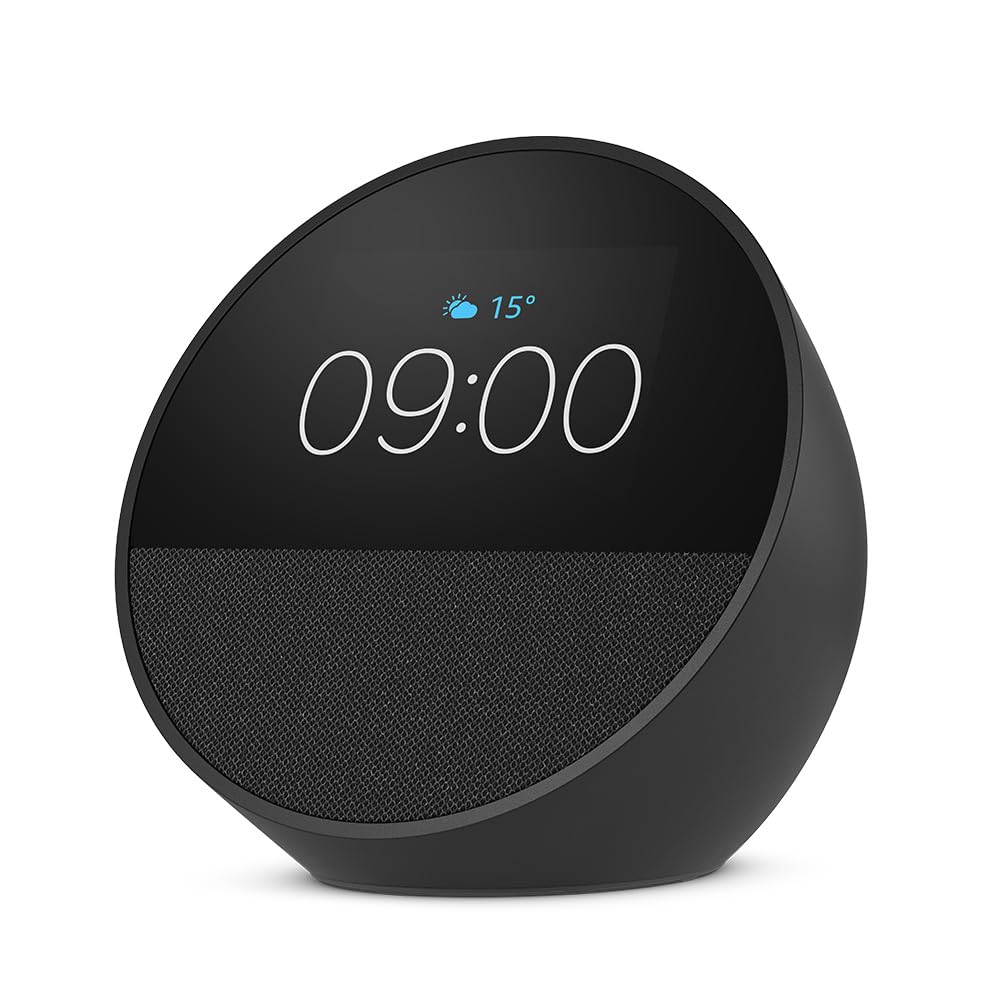 Amazon Echo Spot (modelo de 2024) | Despertador inteligente con sonido de calidad y Alexa | Negro