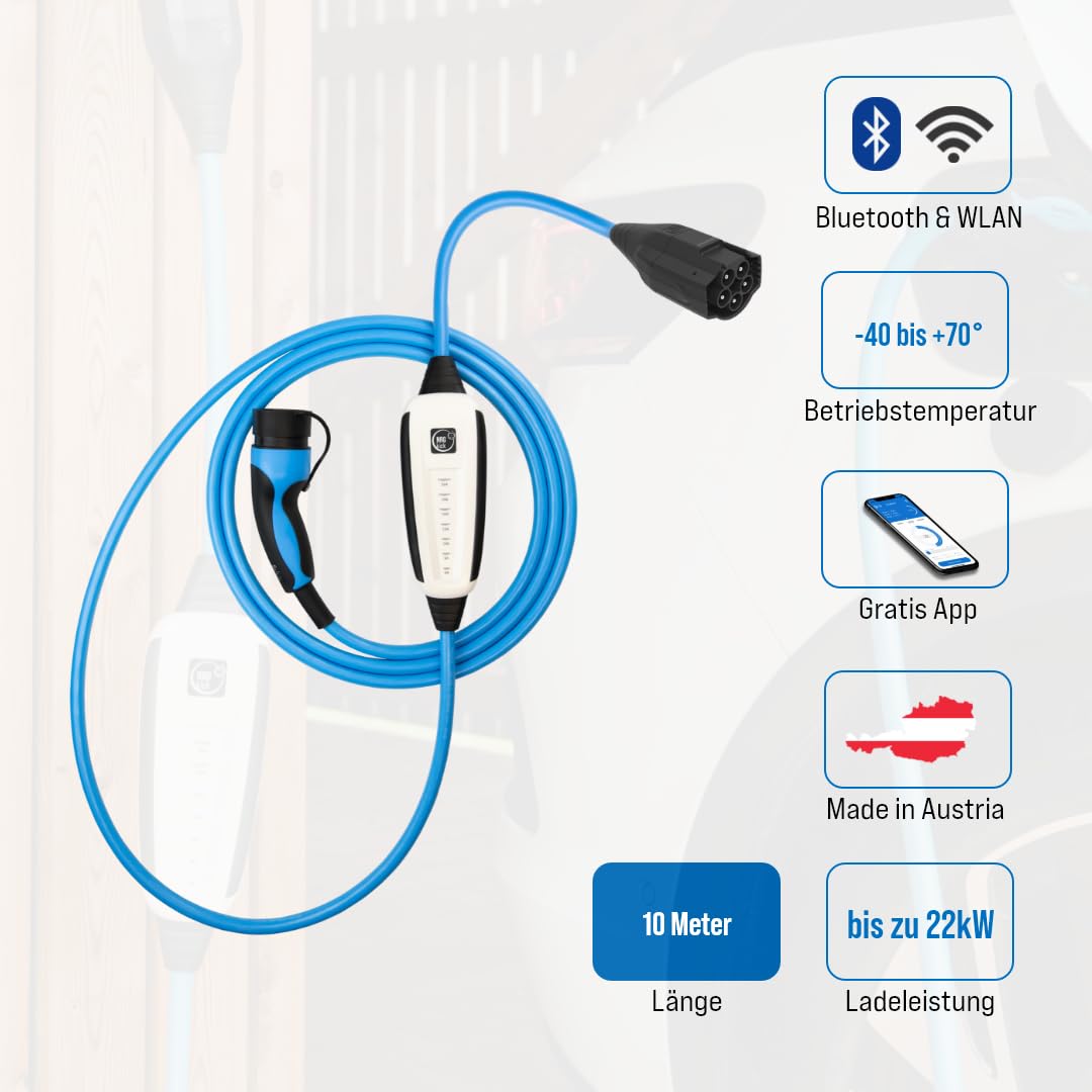 NRGkick Pure 32 A, 10 m, WiFi y Bluetooth,wallbox Flexible