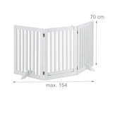 Relaxdays Niños Barrera Seguridad Perros, Animales, Valla Protección Mascotas, Puerta, 70x154cm, Plegable, 3 Paneles, Blanca, Tablero de Fibras