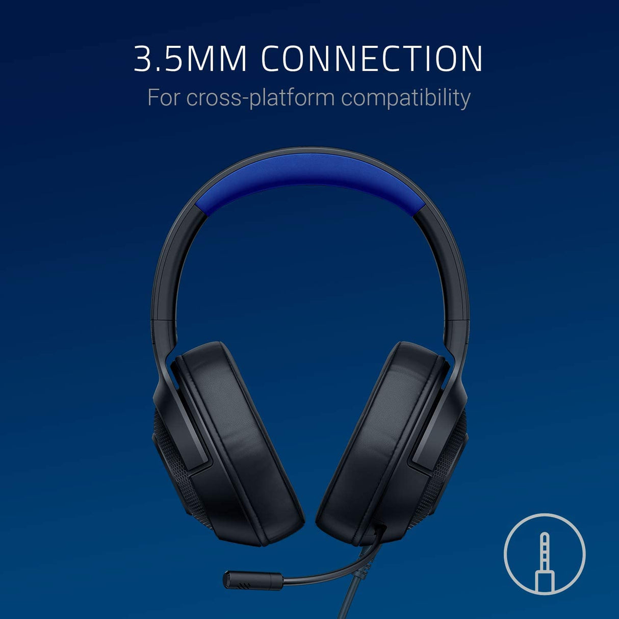 Razer Kraken X para consola - Auriculares Gaming con cable para consola (micrófono Cardiod plegable, controladores de 40 mm personalizados, conexión de 3,5 mm, almohadillas ovaladas) Negro y azul