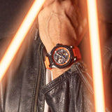 Lotus Reloj Hombre 18946/3 Vortex con Fase Lunar Caja de Acero Inoxidable 316l Negro Correa de Caucho Naranja