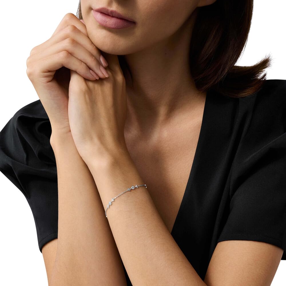 Emporio Armani Pulsera de plata de ley para mujer, EG3616040, Eine Grösse, No es una piedra preciosa, Plata plomo