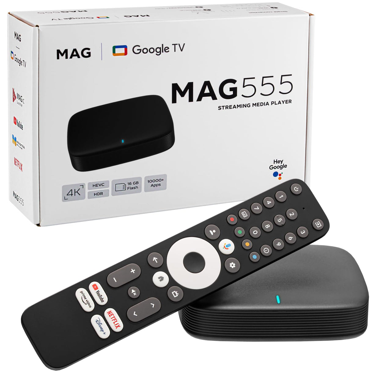 mag 555 Original Infomir & hb-digital Reproductor Multimedia 4K HDR Receptor HDR con Google Assistant, Netflix, Prime Video, Disney+, Youtube, Dolby Atmos.