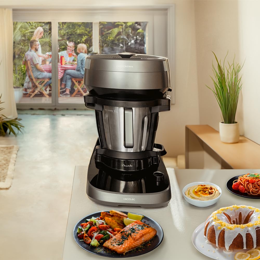 Cecotec Robot de Cocina Multifunción con Dispensador de Alimentos Mambo CooKing Victory. 1700W, 45 Funciones, Miles de Recetas Guiadas, Jarra Victory de 4,5L, Accesorios: Vaporera o Cesto para Hervir