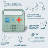 MERLIN - Caja de Historias con 1000 títulos incluidos - Contenido Bayard Milan & Radio France - 3-12 años - Verde Almendra - Versión 2