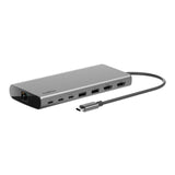 Belkin Core Connect hub USB-C de 8 Puertos, Dos Pantallas, Silicon Motion, concentrador multipuerto para Mac, Windows y Chromebook, Adaptador de Carga PD a 100 W, 10 Gbps y 1GbE Ethernet, Plateado