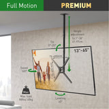 Barkan Soporte de TV de Techo, 97cm de Largo Giratorio e inclinable para Pantallas de 13-65 Pulgadas, Peso máximo 40Kg, Telescópico de Altura Ajustable, para LED OLED LCD, hasta VESA 400x400