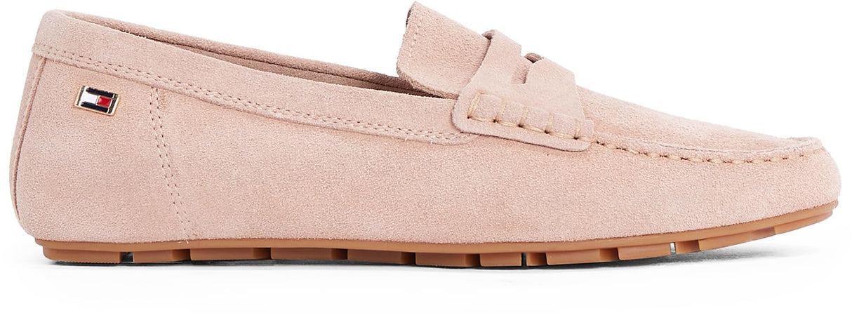 Tommy Hilfiger Mocasines Mujer Flag Soft Suede Loafer Elegante, Marrón (Claystone), 37