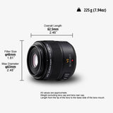 Panasonic LEICA DG MACRO ELMARIT H-ES045 - Objetivo Macro para cámaras de montura M4/3 (Focal 45 mm, F2.8, lentes asféricas, tamaño filtro 46 mm, Mega O.I.S), negro