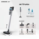 Samsung Aspirazione VS20T7531T1/ET, Samsung Jet 75 Turbo, plata negra, 4 accesorios