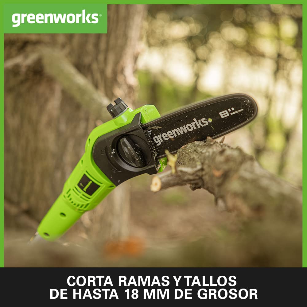 Greenworks G40PSHK2 2/1 Sierra y Cortasetos Pértiga a Batería, Cuchillas renovadas, Barra 20 cm, 51 cm, Cuchillas Doble Acción, Batería 40 V 2 Ah y Cargador