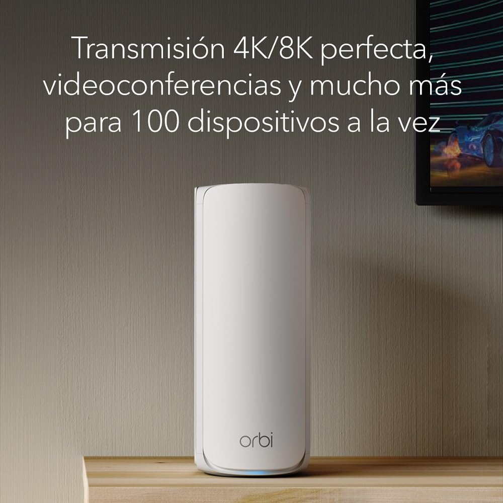 NETGEAR Orbi Mesh WiFi 7 Orbi Serie 770 (RBE772) | Router + 1 Extensores de Rango de satélite |Cobertura de hasta 360 m2 |100 Dispositivos |Puerto de Internet de 2.5 G