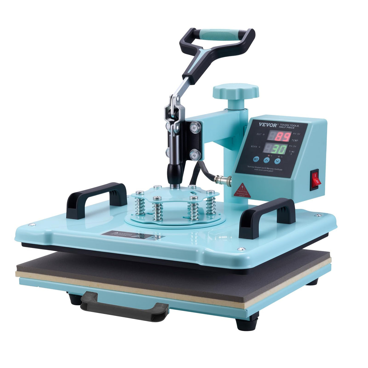 VEVOR 2 en 1 Máquina de Prensado por Calor con Prensa para gorras, 300 x 380 mm, Máquina de Prensa Térmico con Giro de 360° con Control Digital Preciso para Camiseta, Taza, Sombrero y Plato, Verde