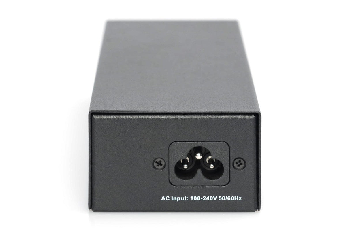 DIGITUS Ethernet PoE++ Inyector - Gigabit - IEEE 802.3bt - 85W presupuesto Power Over Ethernet - Detección automática de Dispositivos PoE - 100m de Alcance - Negro