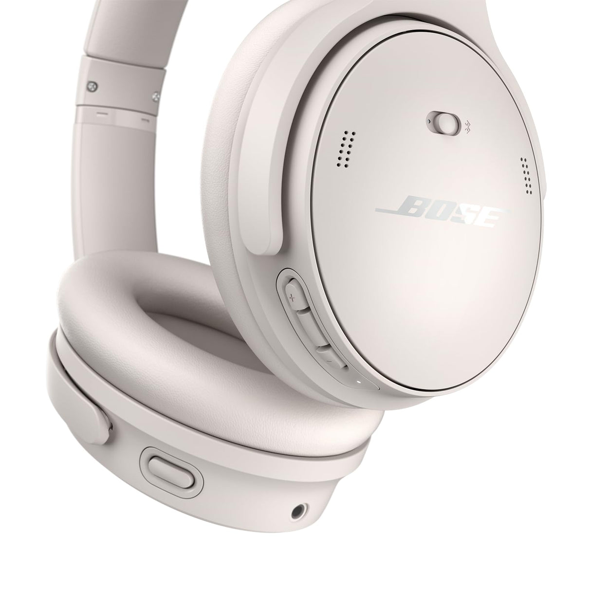 Bose QuietComfort Headphones, Auriculares inalámbricos con cancelación de ruido, Auriculares de diadema con Bluetooth, micrófono y cable con hasta 24 horas de autonomía, Blanco Ahumado