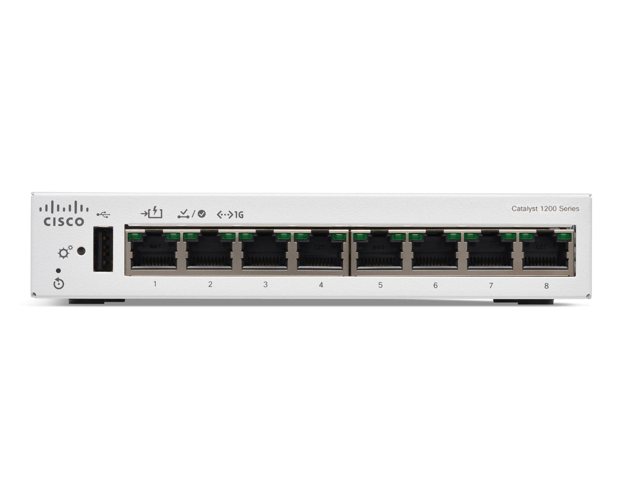 Cisco Switch Inteligente Cisco Catalyst 1200-8T-D, 8 Puertos GE, Fuente de alimentación Externa, Escritorio, protección Limitada de por Vida (C1200-8T-D)