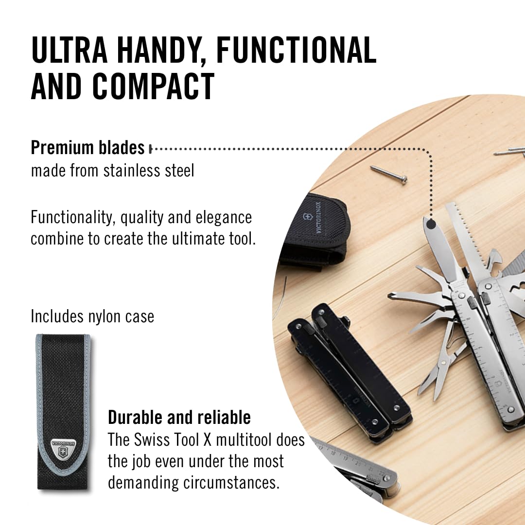 Victorinox Swiss Tool, Multiherramienta de Bolsillo Suiza, Multifunción, 26 Funciones, Alicate multiuso de punta fina, Bloqueable