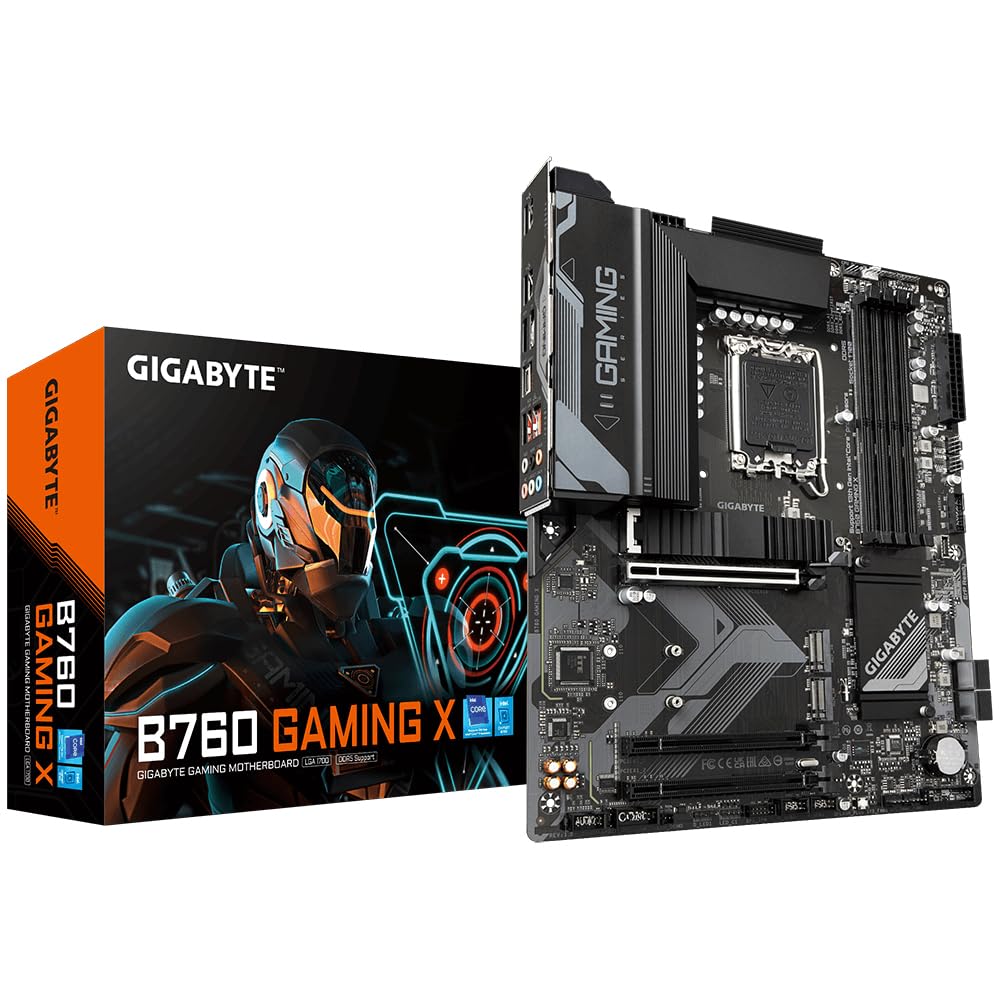GIGABYTE B760 GAMING X Placa Base - Compatible con procesadores Intel Core de 14ª generación, VRM digital de 8+1+1 fases, hasta 7600MHz DDR5 (OC), 3x PCIe 4.0 M.2, 2.5GbE LAN, USB 3.2 Gen 2
