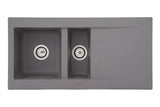 Respekta Denver Fregadero Mineralite de material compuesto en gris hormigón/Fregadero empotrado de 1,5 cubetas de 100 x 50 cm/Apto para bases a partir de 60 cm de ancho