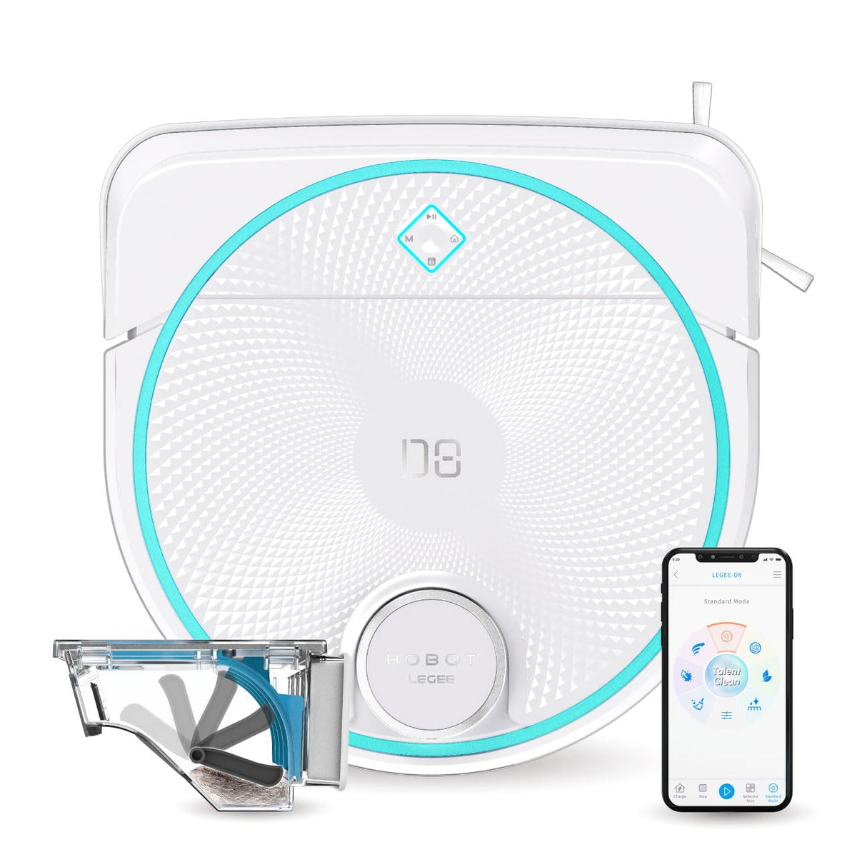 SMARTBOT Robot Aspirador y Fregasuelos - 4 en 1 Aspirador - Friegasuelos - Barre - Pasa la Mopa - Fregasuelos 1.300 Veces/min - Robot Friegasuelos 3 años garantía HOBOT LEGEE-D8 Eco Compactor