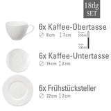 vivo - Villeroy & Boch Group Basic White set de café, 18 piezas CE