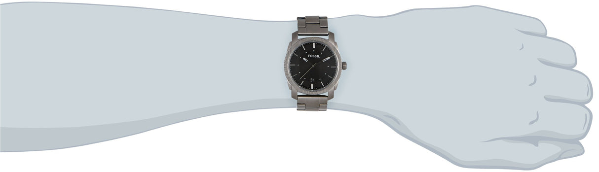 Fossil Reloj para hombre Machine, movimiento de cuarzo, caja de acero ahumado de 42 mm con correa de acero, FS4774