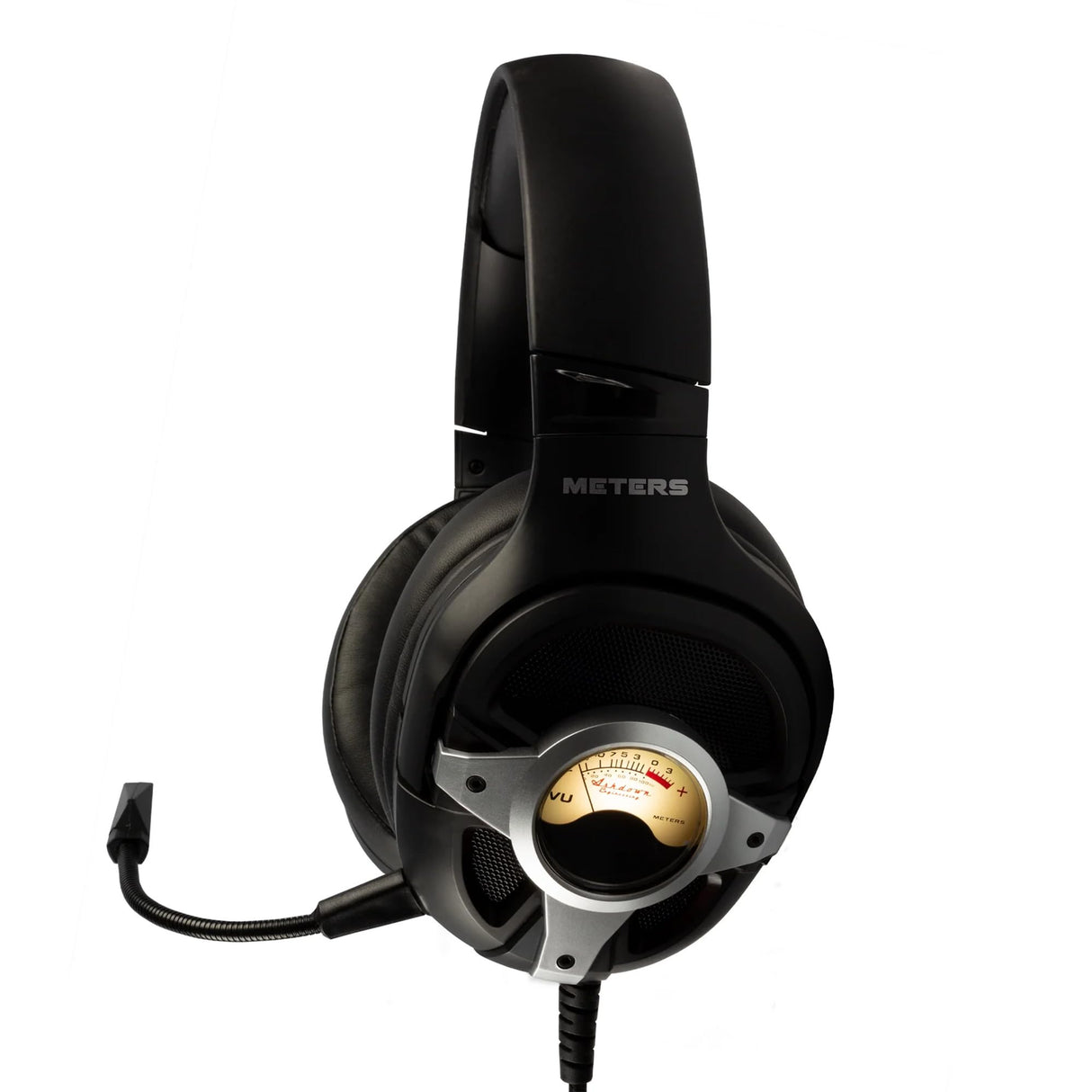 Meters M-Level-UP, Auriculares para Juegos, Sonido Envolvente 7.1, micrófono Desmontable, potentes Controladores de 50 mm, Control Remoto en línea, RGB Personalizado Brillante y VU único, Compatible